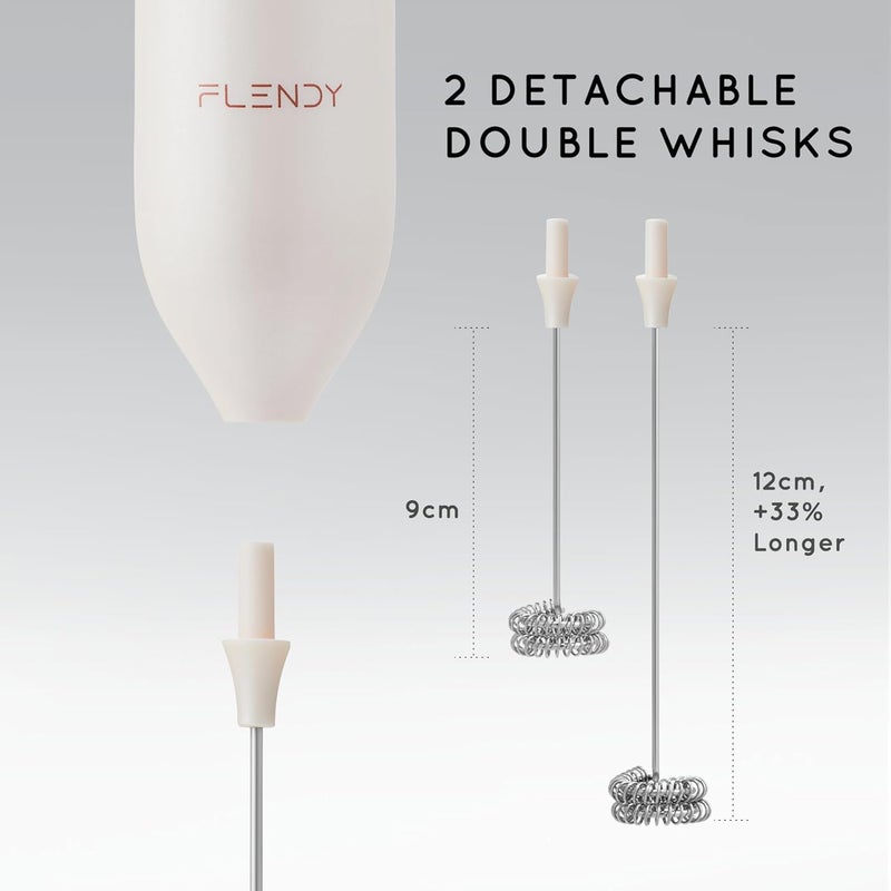 Flendy Rechargeable Milk Frother Handheld, Coffee Frother Handheld with USB-C Charging Stand, Electric Drink Mixer Handheld, Mini Electric Whisk Frother for Coffee, Matcha, etc - Image 3